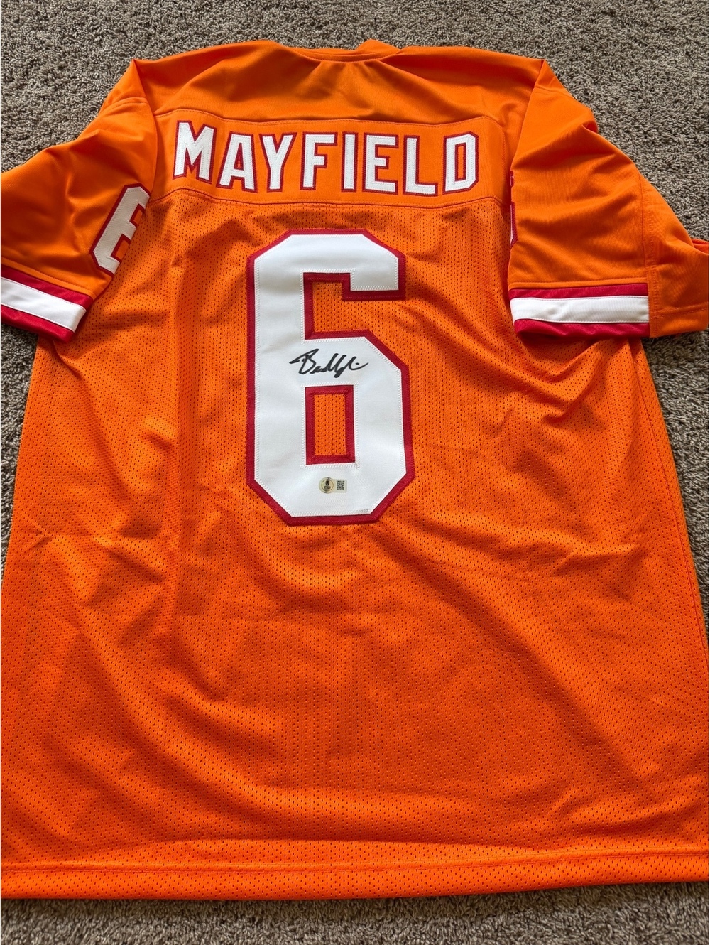 Baker Mayfield signed Tampa Bay Buccaneers custom creamsicle jersey Beckett